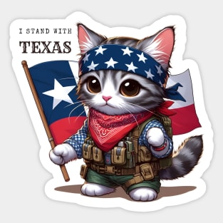 Freedom Fighter Kitten Stand With Texas Sticker